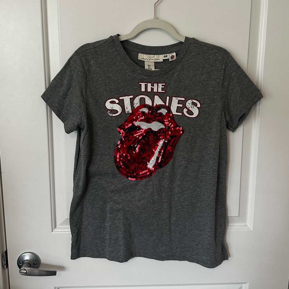 H&M Gray Rolling Stones Short Sleeve T-Shirt, Small